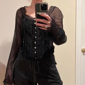Sheer black long sleeve with detailing
